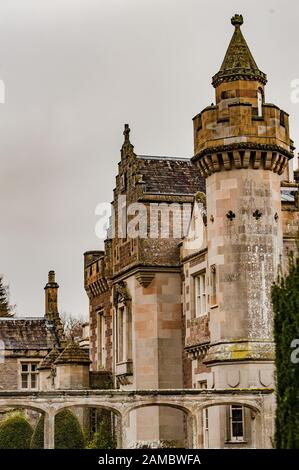 The building and interior of Sir Walter Scott Castle in Abbotsford, UK Stock Photo