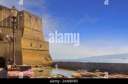 Castel dell'Ovo (Egg Castle) a medieval fortress in the bay of Naples, Italy. Stock Photo