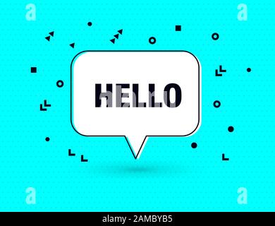 Hello speech bubble banner pop art memphis style Stock Vector