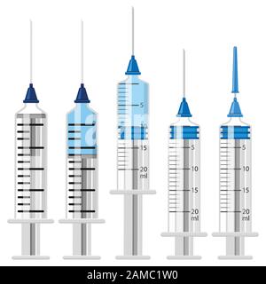 Set Plastic Medical Syringes Stock Vector