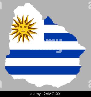 Uruguay Map flag Vector illustration eps 10 Stock Vector