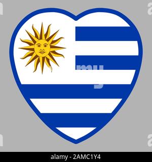 Uruguay Flag In Heart Shape Vector illustration eps 10 Stock Vector