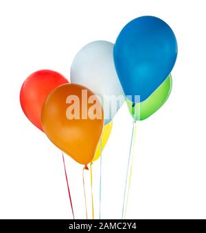 Colorful balloons for birthday and celebrations isolated on white background Stock Photo