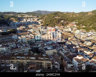 Aerial view of Arenys de Munt village in Catalonia Stock Photo