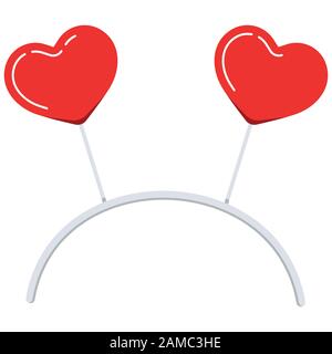 Headband with heart shape ears vector icon isolated on white background. Stock Vector