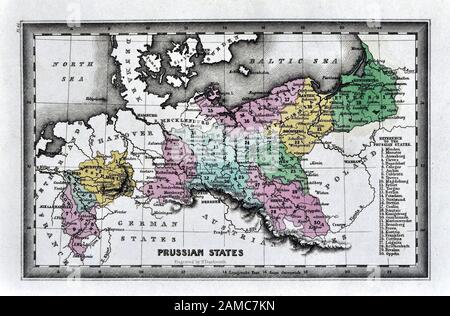 1834 Carey Map of Prussia Germany Poland Berlin Brandenburg Europe Stock Photo