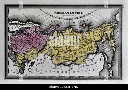 1834 Carey Map of Siberia Russia Arctic Ocean Asia Stock Photo