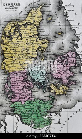 1834 Carey Map Denmark Copenhagen Jutland Scandinavia Europe Stock Photo