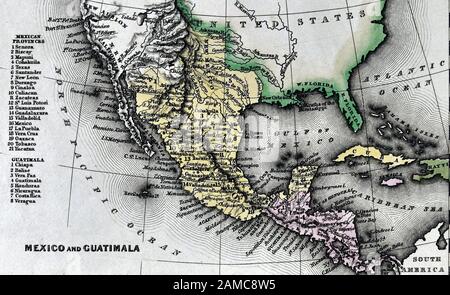 1834 Carey Map of Mexico and Spanish Texas California Stock Photo