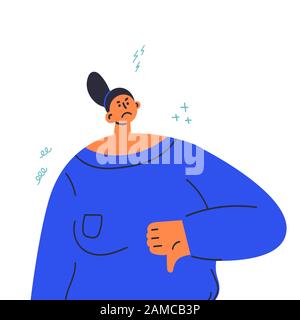 Woman shows dislike with her hand.Gesture language Stock Vector