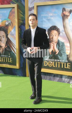 Los Angeles, USA. 11th Jan, 2020. Rami Malek 01/11/2020 The Premiere of 'Dolittle' held at The Regency Village Theatre in Los Angeles, CA Credit: Cronos/Alamy Live News Stock Photo