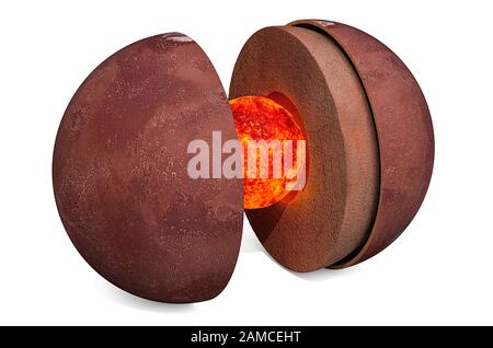 Structure of planet Mars concept, 3D rendering isolated on white background