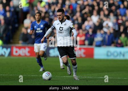 Cardiff, UK. 12th Jan, 2020. Matt Grimes of Swansea City in action. EFL Skybet championship match, Cardiff City v Swansea city at the Cardiff City Stadium on Sunday 12th January 2020. this image may only be used for Editorial purposes. Editorial use only, license required for commercial use. No use in betting, games or a single club/league/player publications. pic by Andrew Orchard/Andrew Orchard sports photography/Alamy Live news Credit: Andrew Orchard sports photography/Alamy Live News Stock Photo