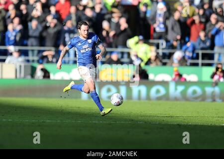 Cardiff, UK. 12th Jan, 2020. Lee Tomlin of Cardiff City in action.EFL Skybet championship match, Cardiff City v Swansea city at the Cardiff City Stadium on Sunday 12th January 2020. this image may only be used for Editorial purposes. Editorial use only, license required for commercial use. No use in betting, games or a single club/league/player publications. pic by Andrew Orchard/Andrew Orchard sports photography/Alamy Live news Credit: Andrew Orchard sports photography/Alamy Live News Stock Photo