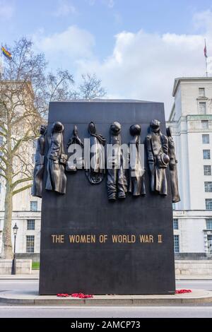 Monument to the Women of World War II on Whitehall, a memorial honouring the women who fought in world war 2, London, England, UK Stock Photo