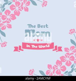 Beautiful crowd pink floral frame, for best mom in the world invitation cards design. Vector Stock Vector