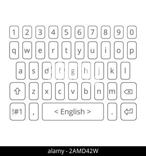 Mobile vector keyboard for smartphone. Letters set Stock Vector