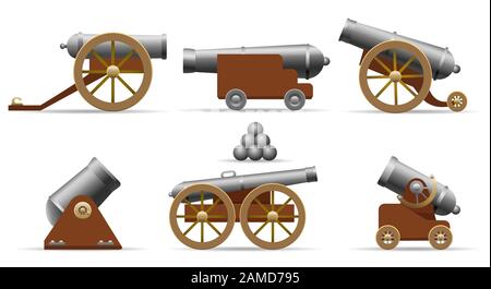 Antique pirate cannons set Stock Vector