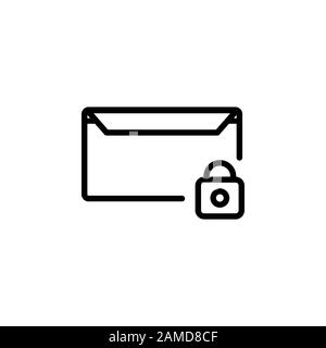 message icon design line style, lock icon, logo and presentation template Stock Vector