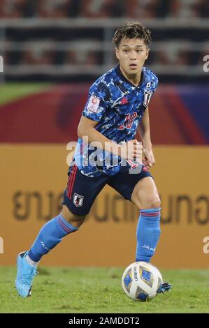 Rangsit, Thailand. 9th Jan, 2020. Japan's Ryotaro Meshino during the AFC U-23 Championship Thailand 2020 Group B match between Japan 1-2 Saudi Arabia at Thammasat Stadium in Rangsit, Thailand, January 9, 2020. Credit: AFLO/Alamy Live News Stock Photo