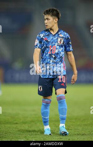 Rangsit, Thailand. 9th Jan, 2020. Japan's Ryotaro Meshino during the AFC U-23 Championship Thailand 2020 Group B match between Japan 1-2 Saudi Arabia at Thammasat Stadium in Rangsit, Thailand, January 9, 2020. Credit: AFLO/Alamy Live News Stock Photo