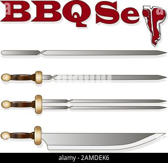 Different special tools for barbecue party. Bbq grill and tools vector illustration. Stock Vector
