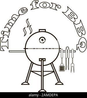 Different special tools for barbecue party. Bbq grill and tools vector illustration. Stock Vector