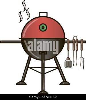 Different special tools for barbecue party. Bbq grill and tools vector illustration. Stock Vector
