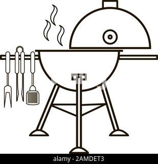 Different special tools for barbecue party. Bbq grill and tools vector illustration. Stock Vector