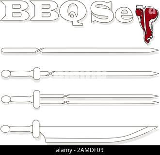 Different special tools for barbecue party. Bbq grill and tools vector illustration. Stock Vector