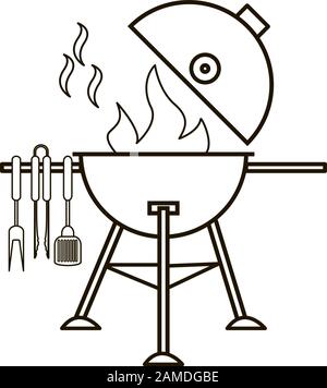 Different special tools for barbecue party. Bbq grill and tools vector illustration. Stock Vector