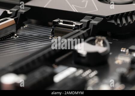 Cose up picture of a brand new computer motherboard Stock Photo