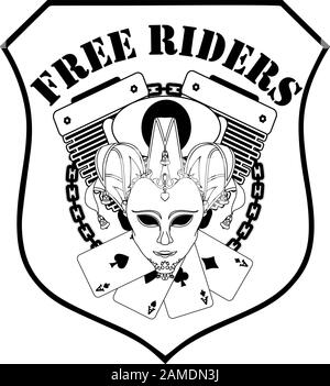 Motorbike club emblem. Pilot / rider badge vector set . Isolated illustration on white background.. Stock Vector