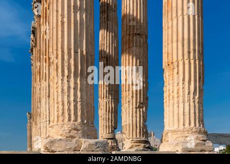 Antique columns ruins of Temple of the Olympian Zeus in Athens, Greece. Stock Photo