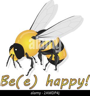 Bee illustration - vector text quotes and bee drawing. Lettering poster or t-shirt textile graphic design. Stock Vector