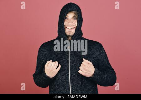 Man with a black hood over his head Stock Photo - Alamy