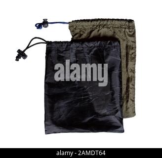 Black and brown bag close-up isolated on white. Stock Photo