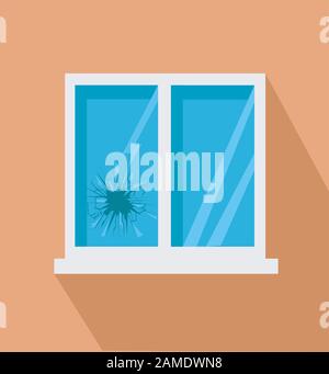 broken window icon in flat style Stock Vector