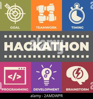 Hackathon Banner Web Icon Vector Illustration Concept For Design Sprint ...