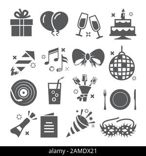 Event icons set on white background Stock Vector