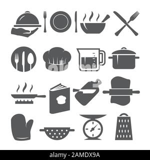 Cooking icons set on white background Stock Vector