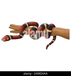 Cartoon snake on branch Stock Vector