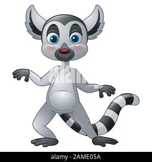 Ring-tailed lemur cartoon Stock Vector