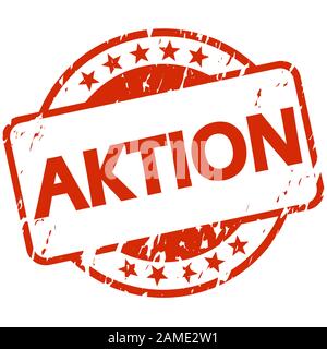 EPS 10 vector with round red colored stamp with banner and text promotion (in german) Stock Vector