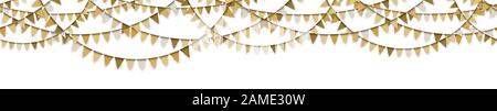 EPS 10 vector illustration of seamless gold colored garlands on white background for sylvester party or carnival template usage Stock Vector