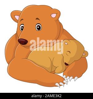 Mother and baby bear cartoon Stock Vector