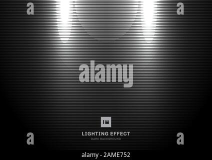 Abstract scene illuminated by spotlight on black background. Light effect on dark backdrop. Vector illustration Stock Vector