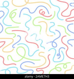 Abstract hand drawn wavy lines colorful isolated on white background. Vector illustration Stock Vector