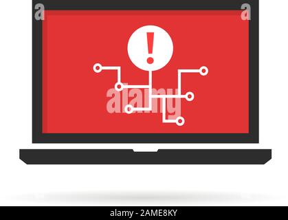 notebook with cyber attack and virus spread Stock Vector