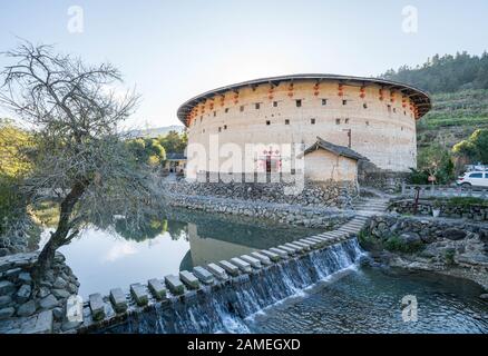 Traditional Chinese earth buildings of Hakka, The famous Nanjing Earth Building in Fujian Provence, China Stock Photo